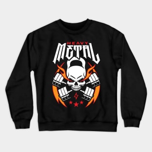 Heavy Metal (Kettlebell Skull Cross Barbell) Red Blaze Crewneck Sweatshirt